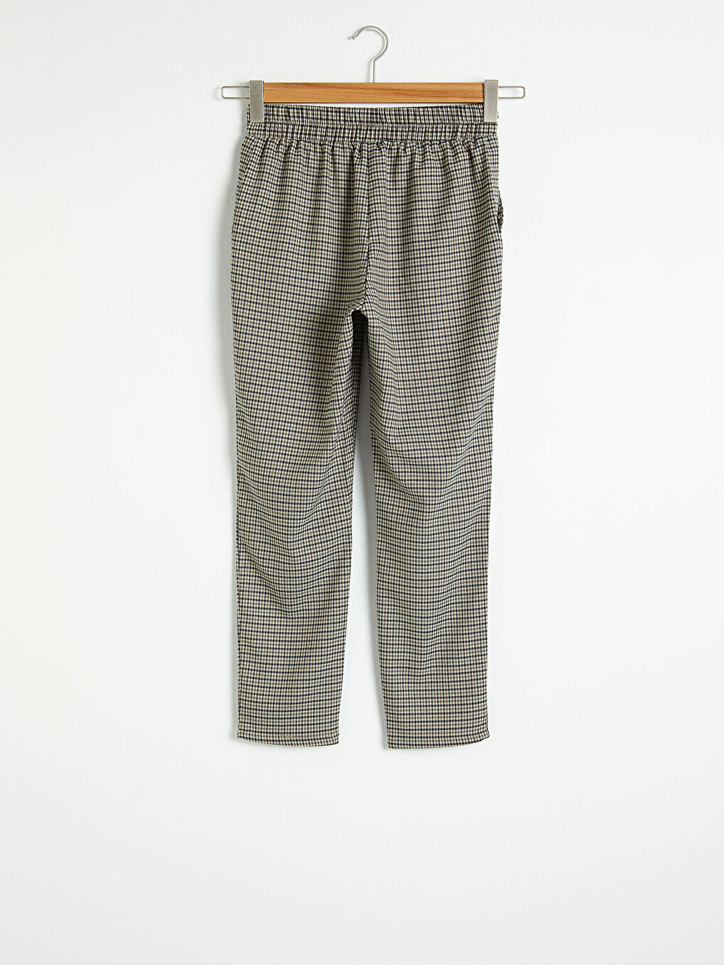 Elastic Waist Plaid Trousers-5