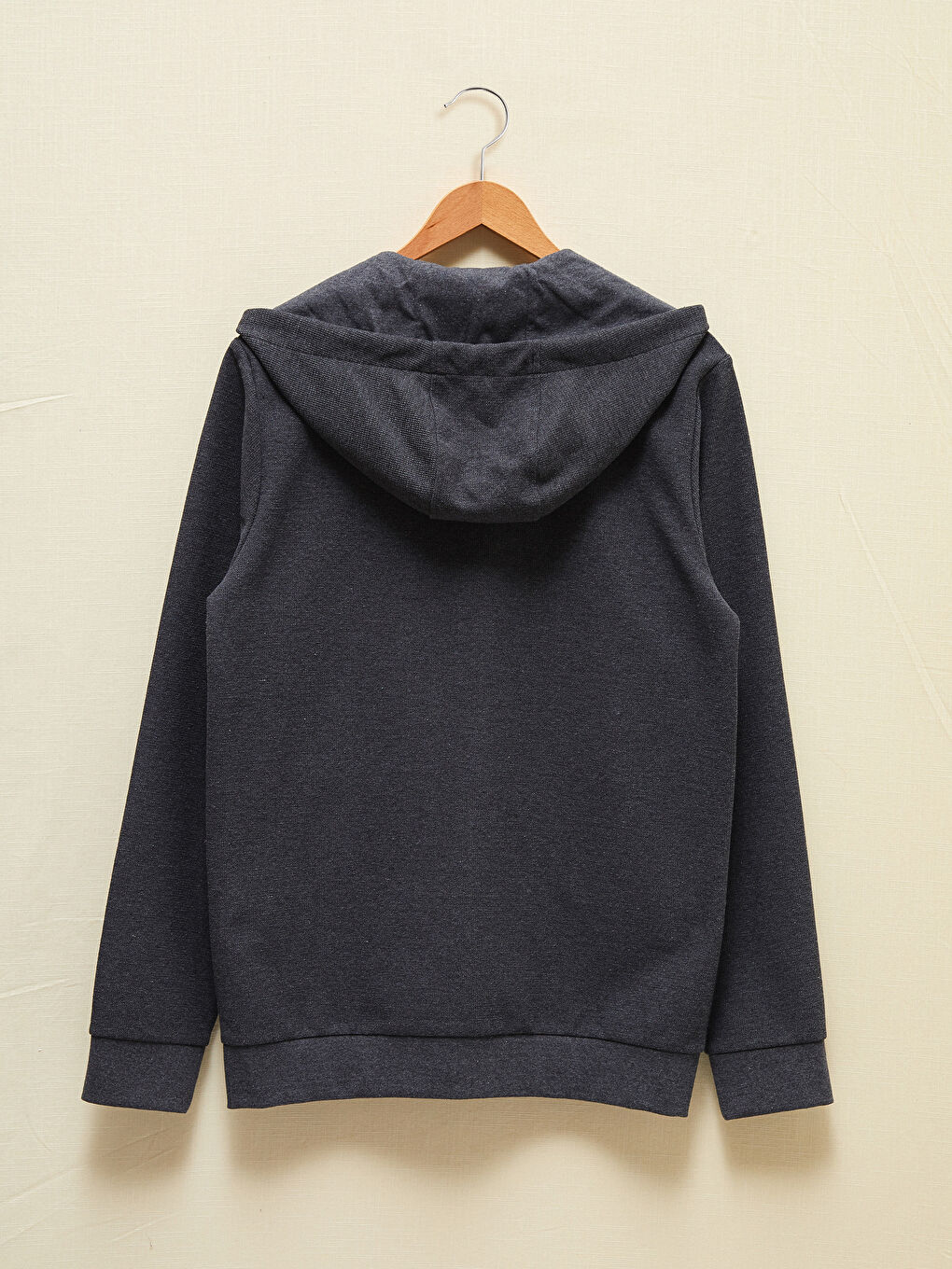 Antrasit Doğa Dostu Kapüşonlu Fermuarlı Sweatshirt-6