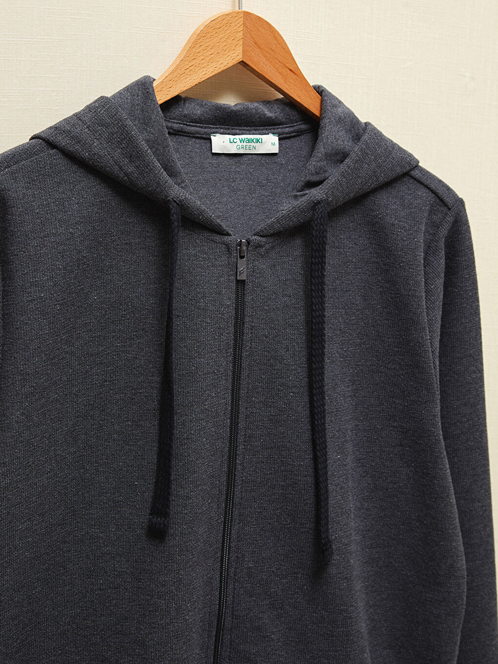 Antrasit Doğa Dostu Kapüşonlu Fermuarlı Sweatshirt-7