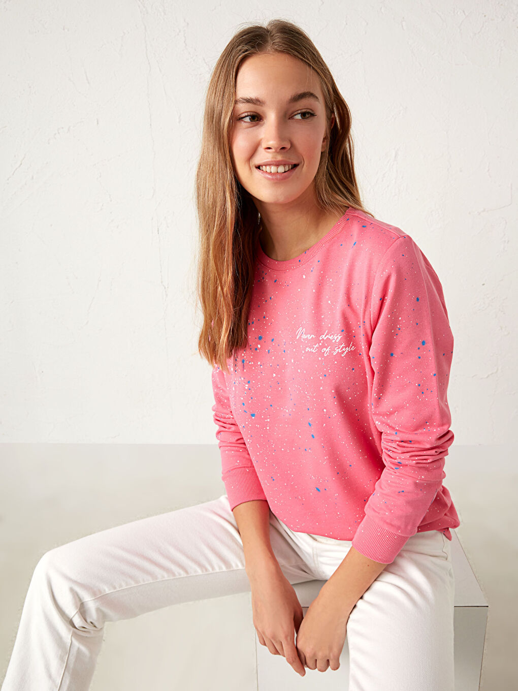Sweat-shirt en coton imprimé avec slogan
