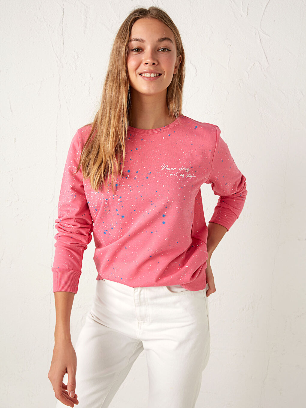 Sweat-shirt en coton imprimé avec slogan-1