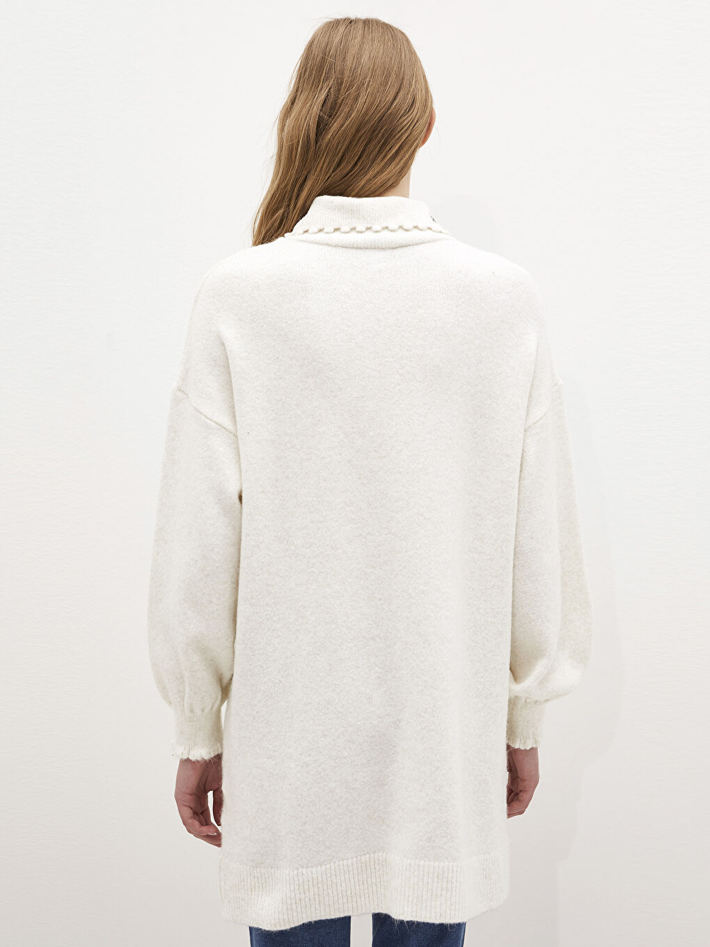 تونيك محبوك بياقة مطرزة بالزهور-3