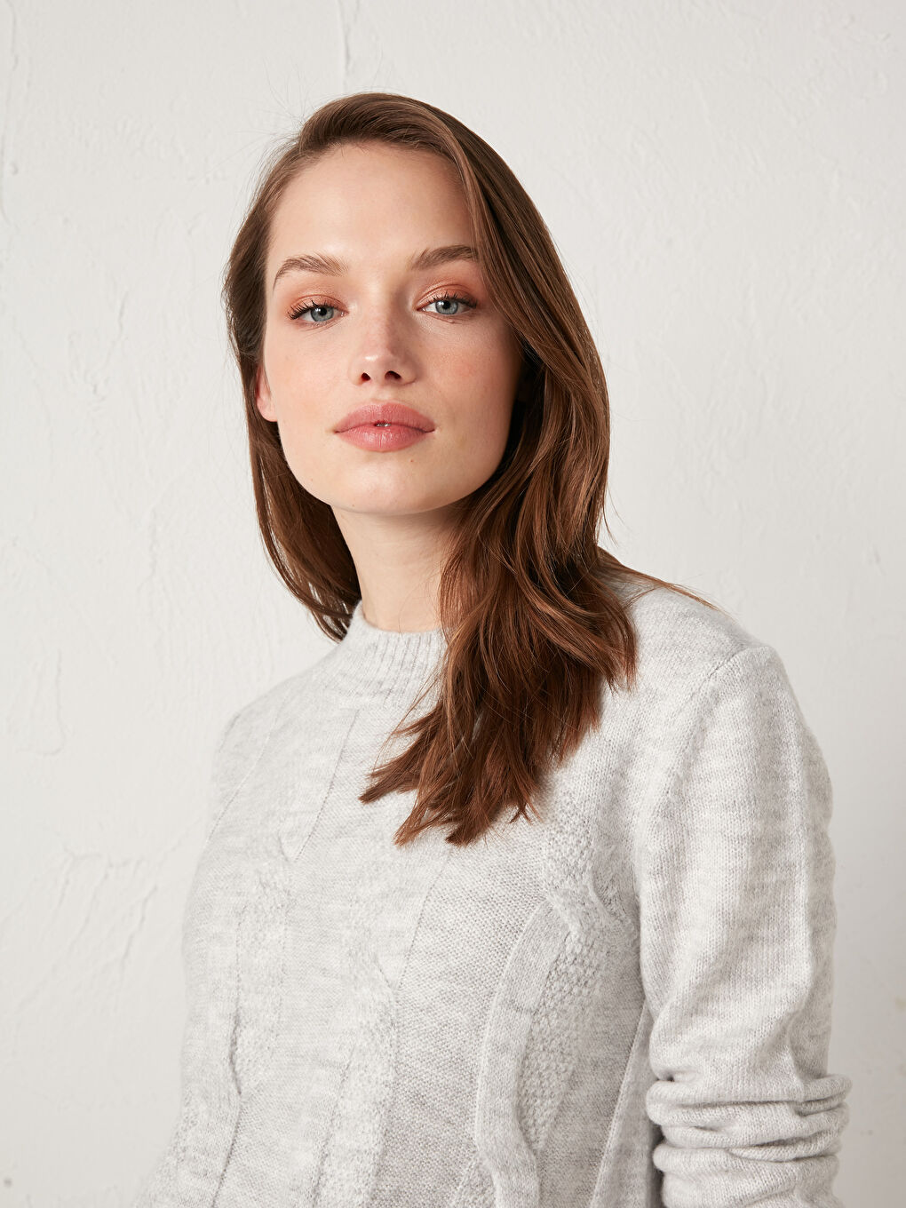 Gri Bisiklet Yaka Hamile Triko Kazak-1