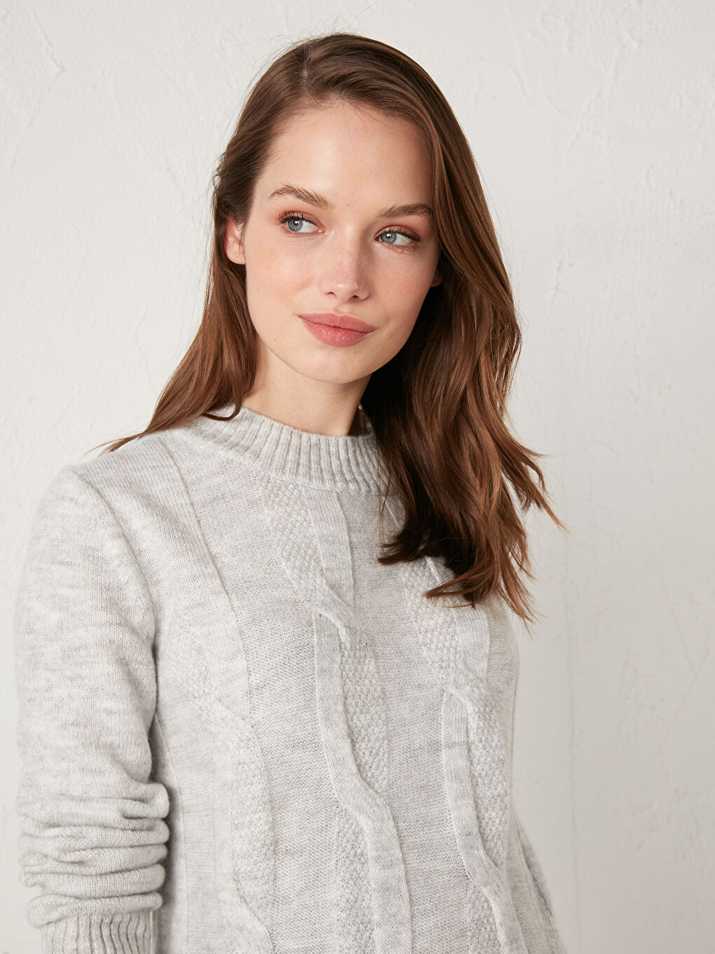 Gri Bisiklet Yaka Hamile Triko Kazak-4