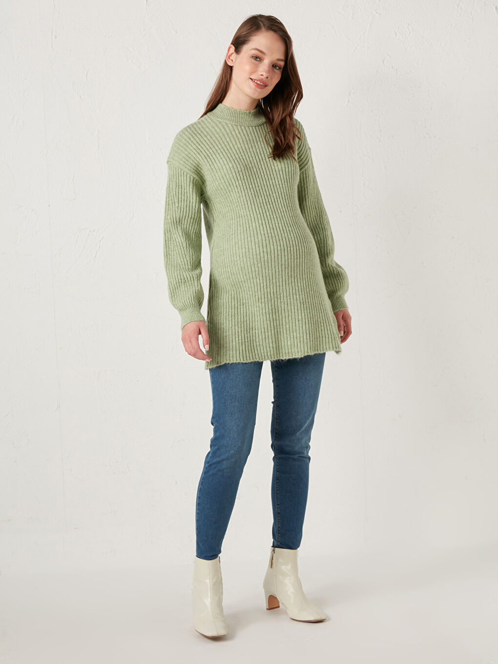 Yarım Balıkçı Yaka Hamile Triko Tunik-1