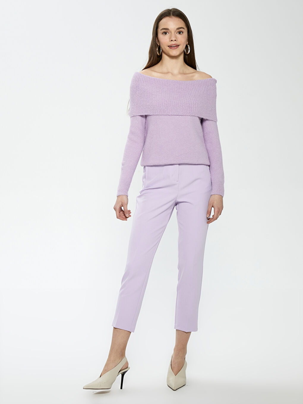 سويتر ياقة سلاش كم طويل للسيدات-2