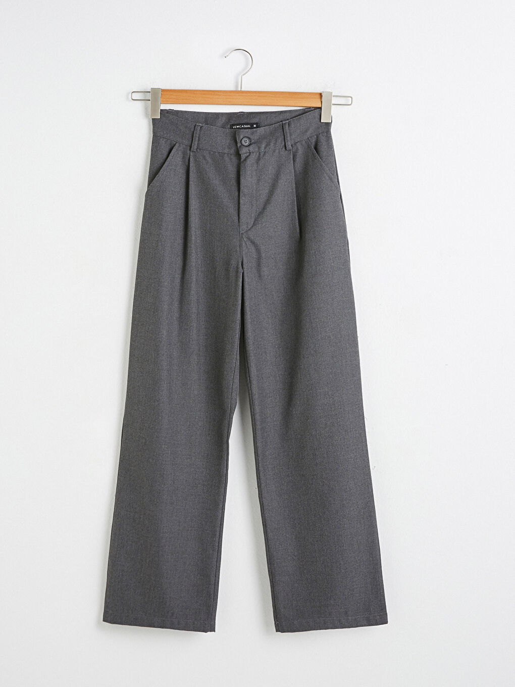 Wide Leg Twill Trousers-5