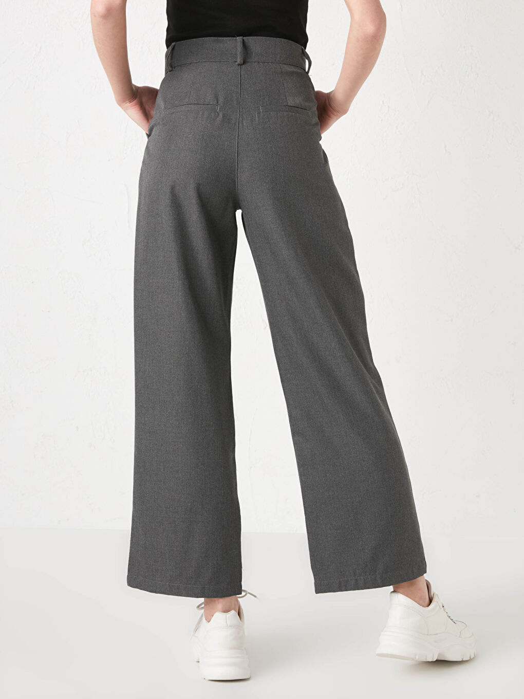 Wide Leg Twill Trousers-3