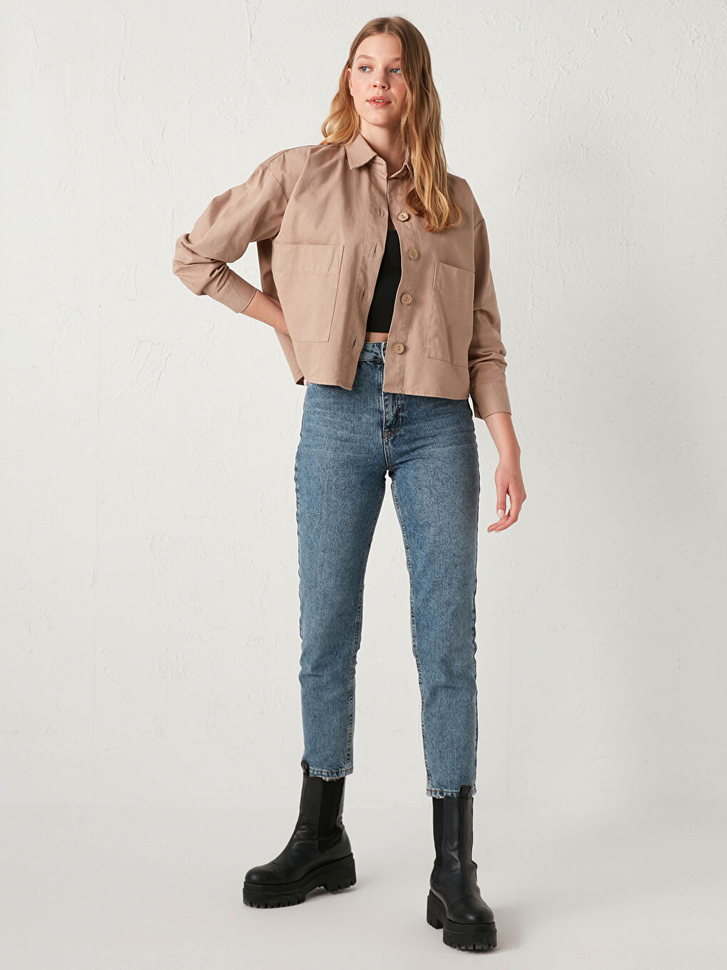 Gabardine Hemd mit Taschendetail-3