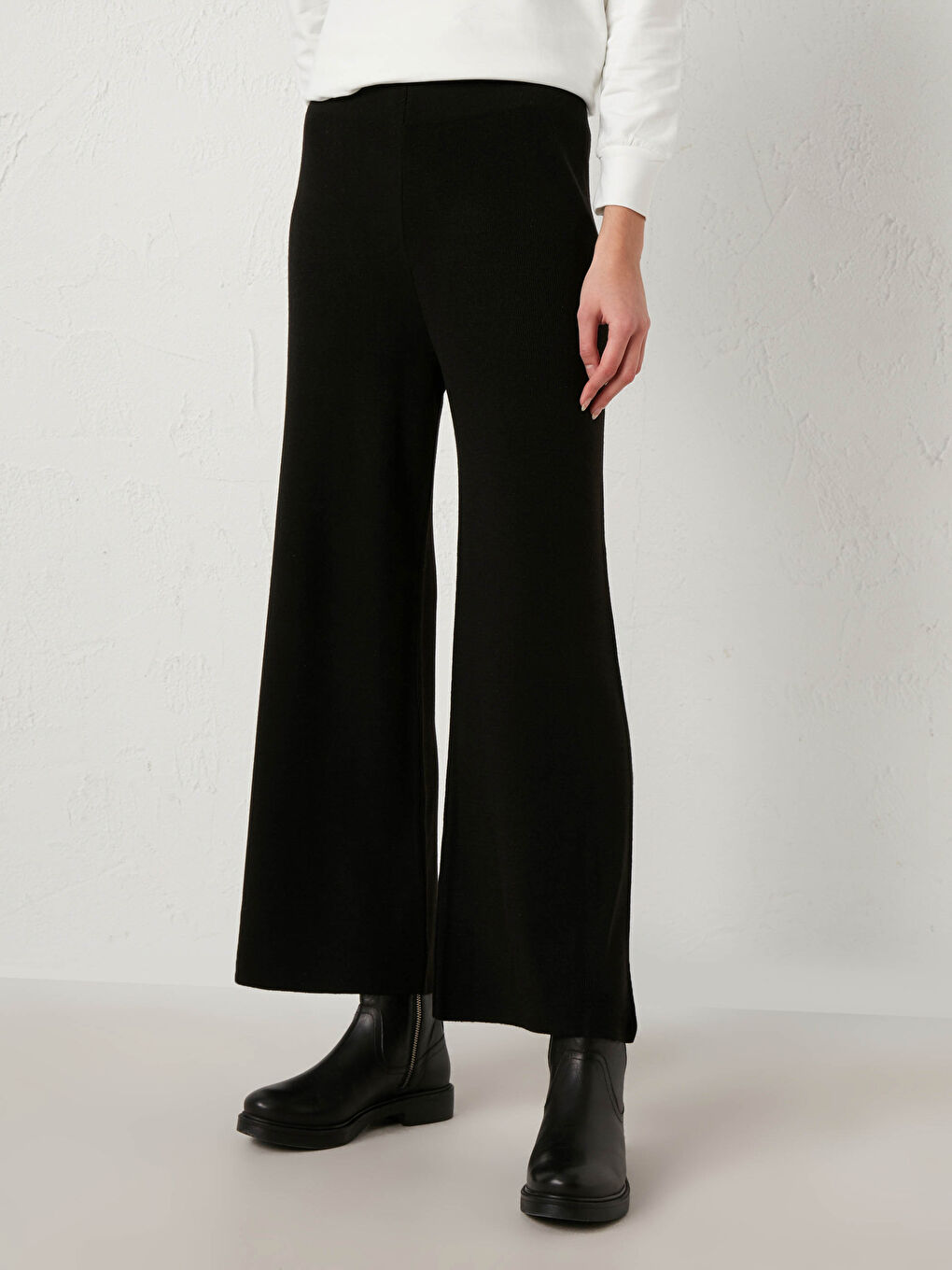 Elastic Waist Acrylic Knit Trousers-3