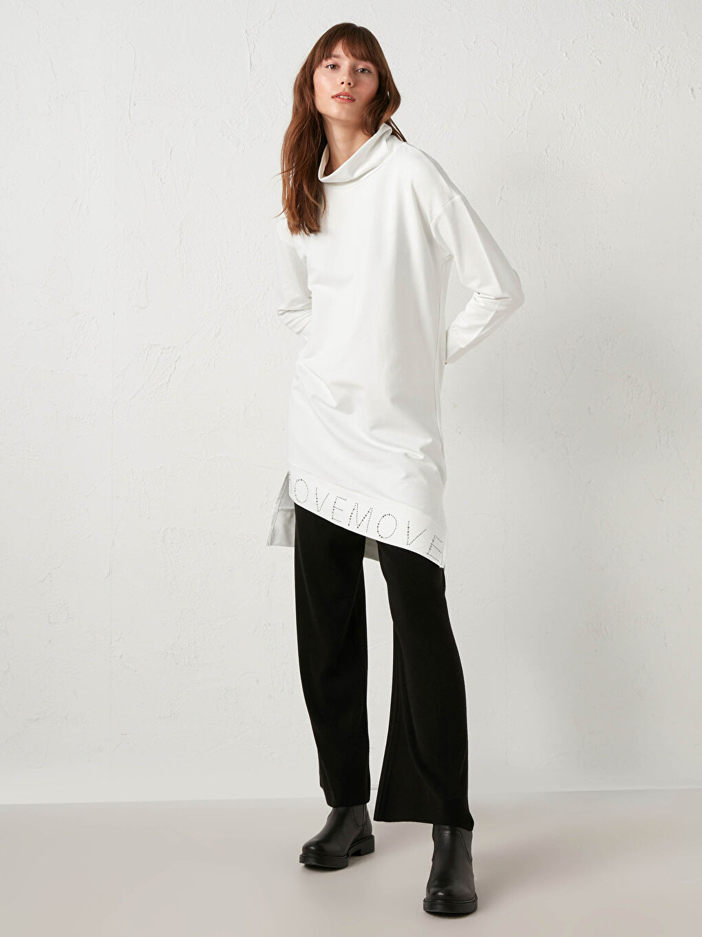 Elastic Waist Acrylic Knit Trousers-1