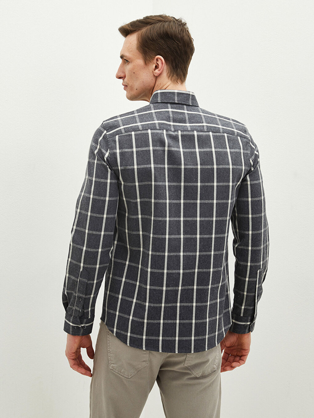 Slim fit  košulja od gabardina dugih rukava sa kockicama -0WIT29Z8-LKN