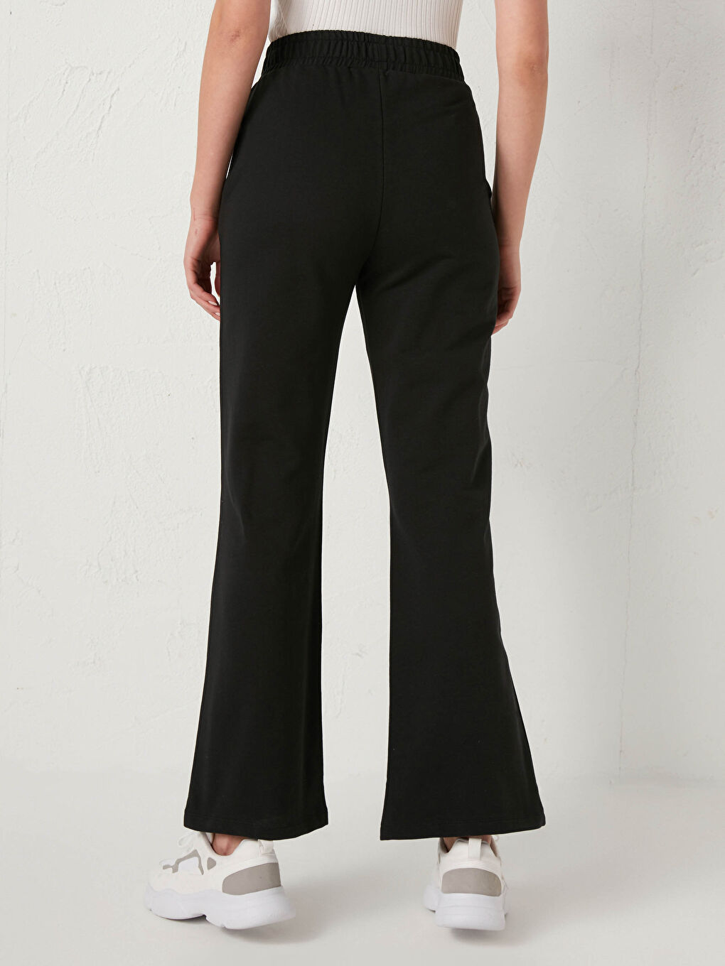Elastische Taille Schlichte Baumwoll-Jogginghose-4