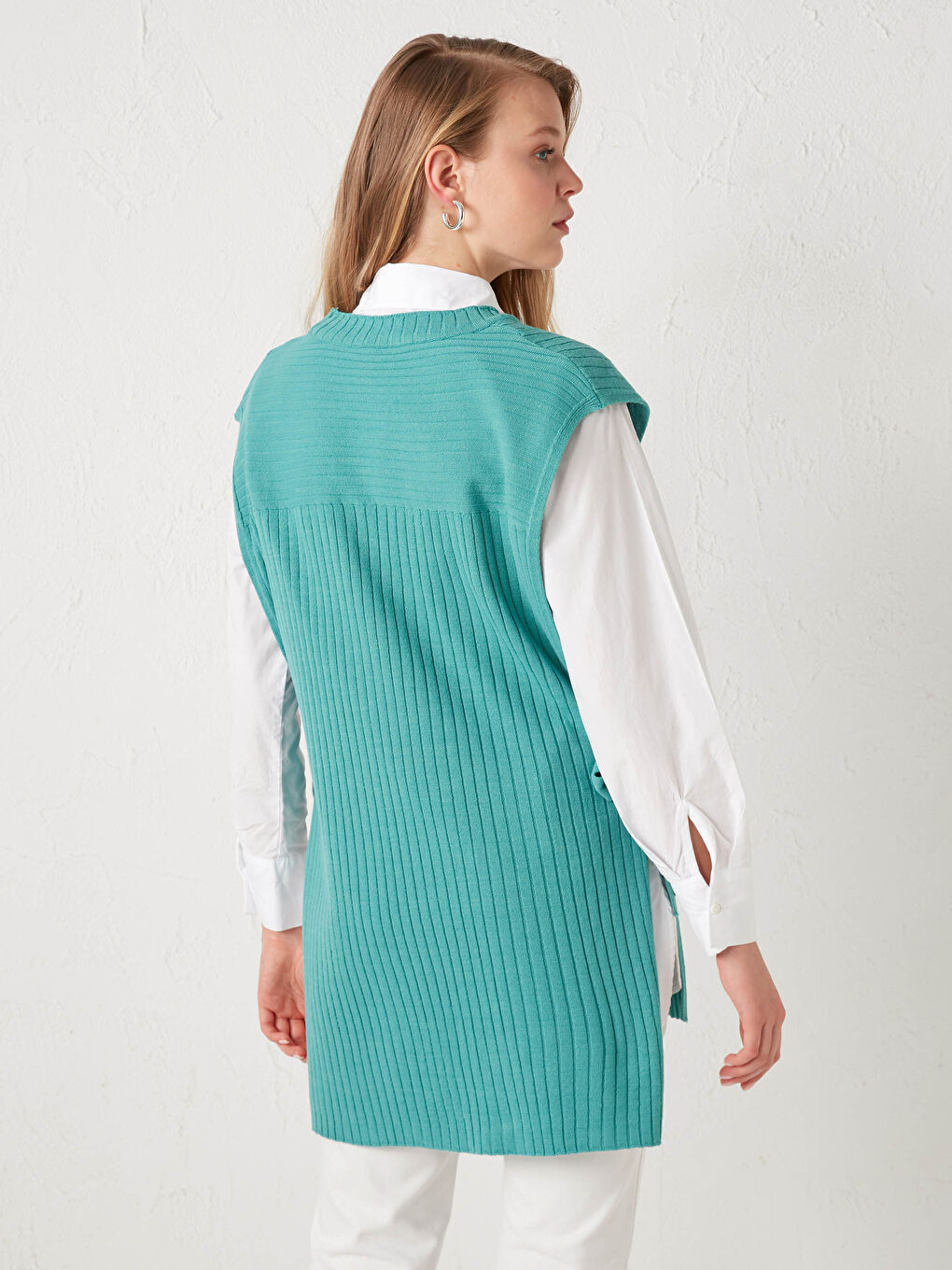 Yeşil Yarım Balıkçı Yaka Triko Süveter-2