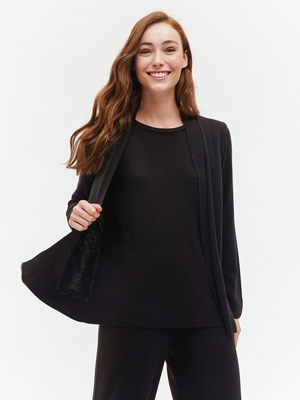 Siyah Bisiklet Yaka Triko Kazak-4