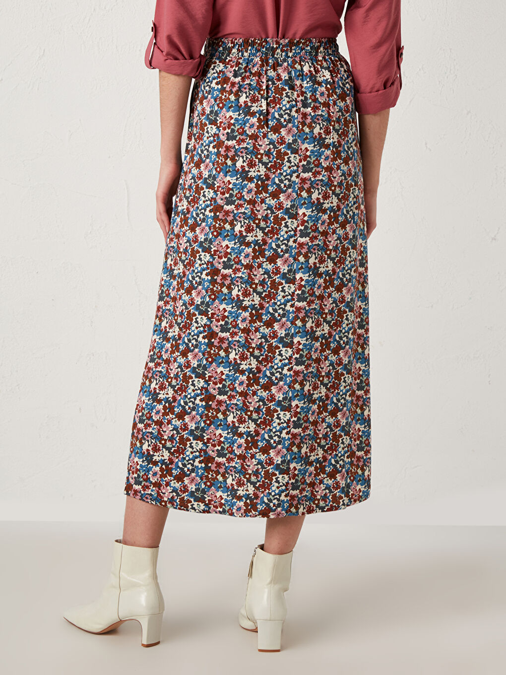 Jupe Longue en Viscose à Motif Floral-4