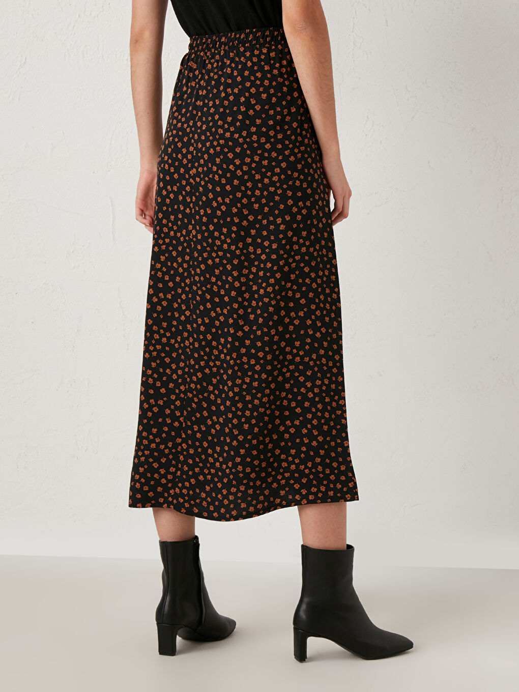 Jupe Longue en Viscose à Motif Floral-4