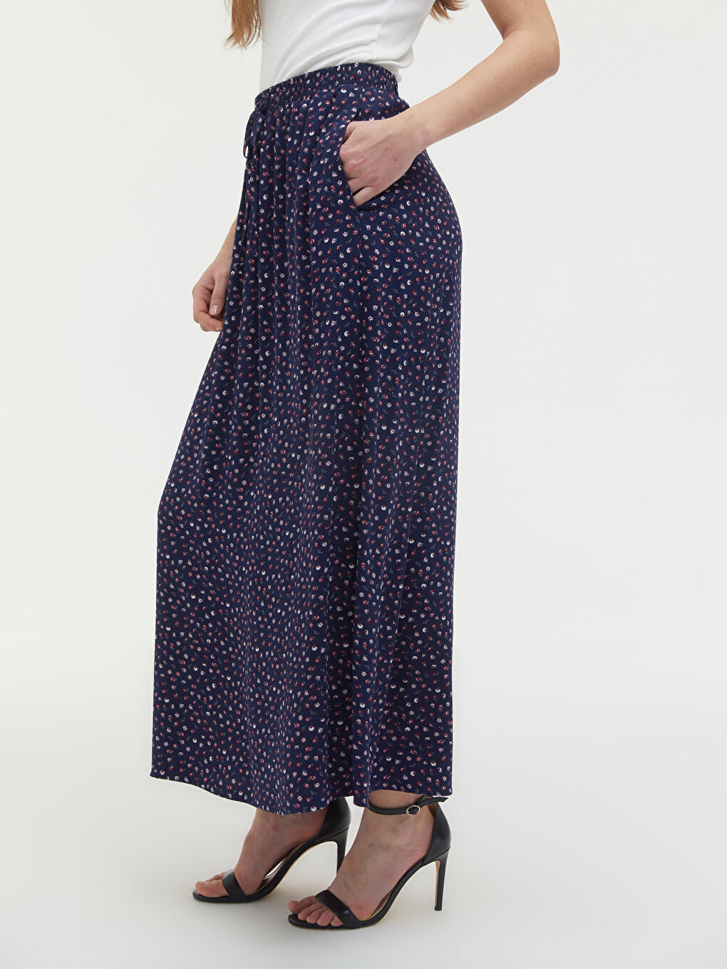 Jupe Longue en Viscose à Motif Floral-2