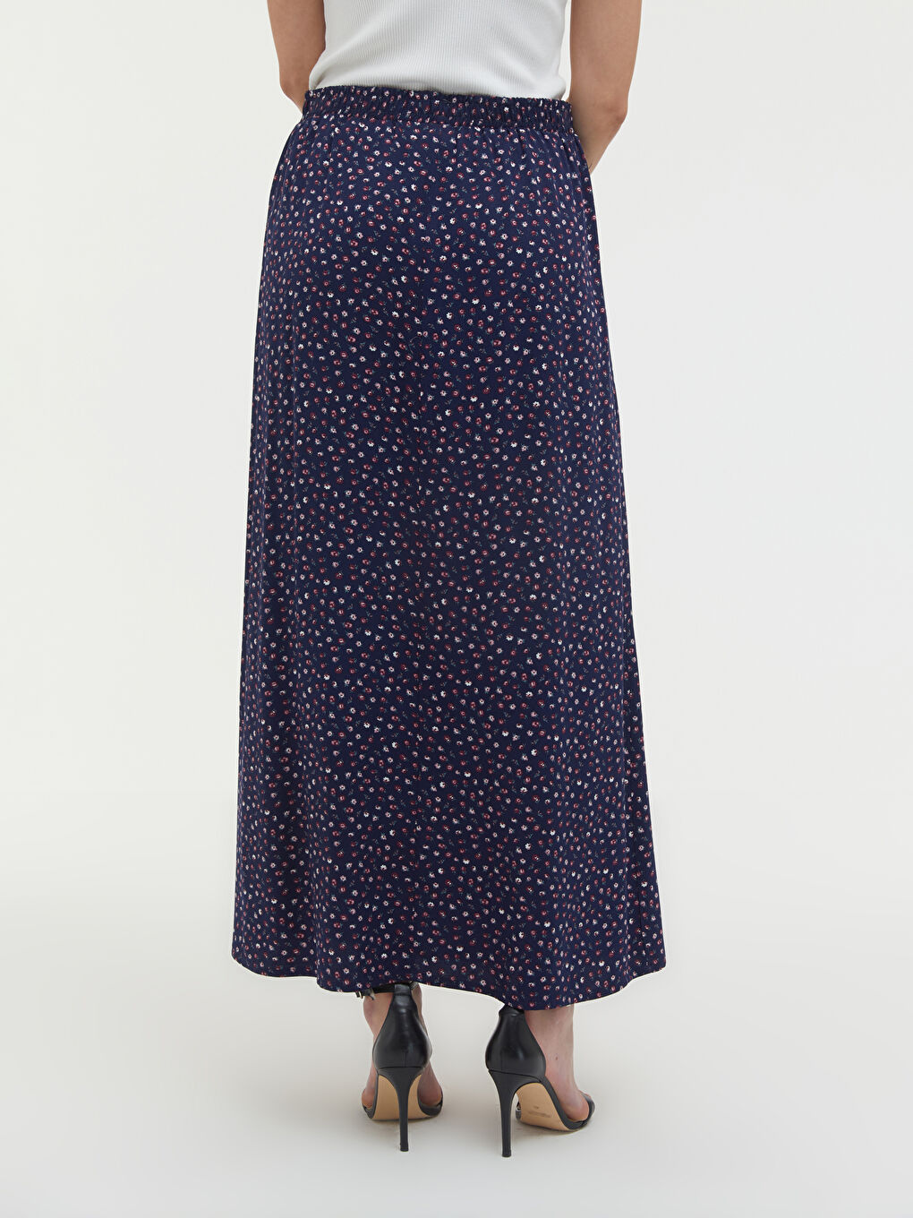 Jupe Longue en Viscose à Motif Floral-3