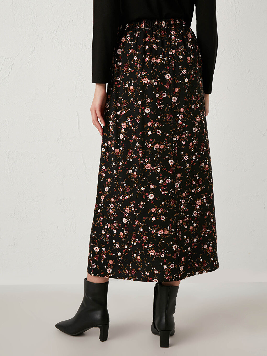 Jupe Longue en Viscose à Motif Floral-4