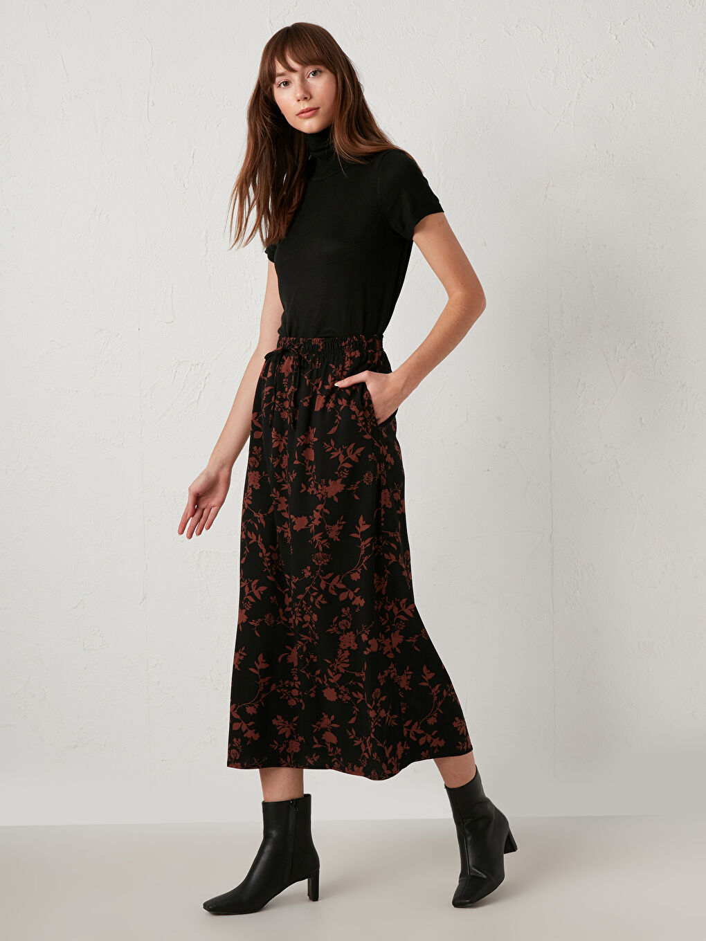 Floral Viscose Maxi Skirt
