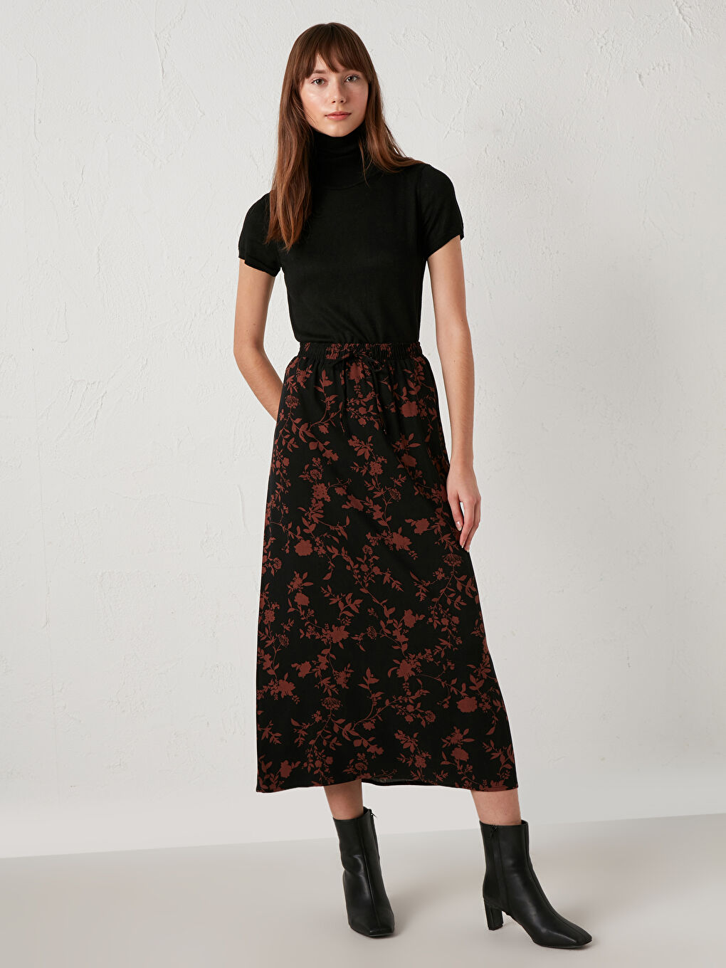 Floral Viscose Maxi Skirt-1