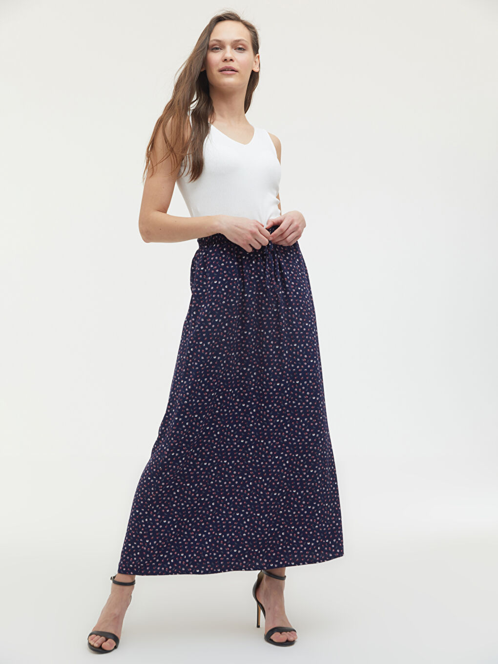 Jupe Longue en Viscose à Motif Floral-4