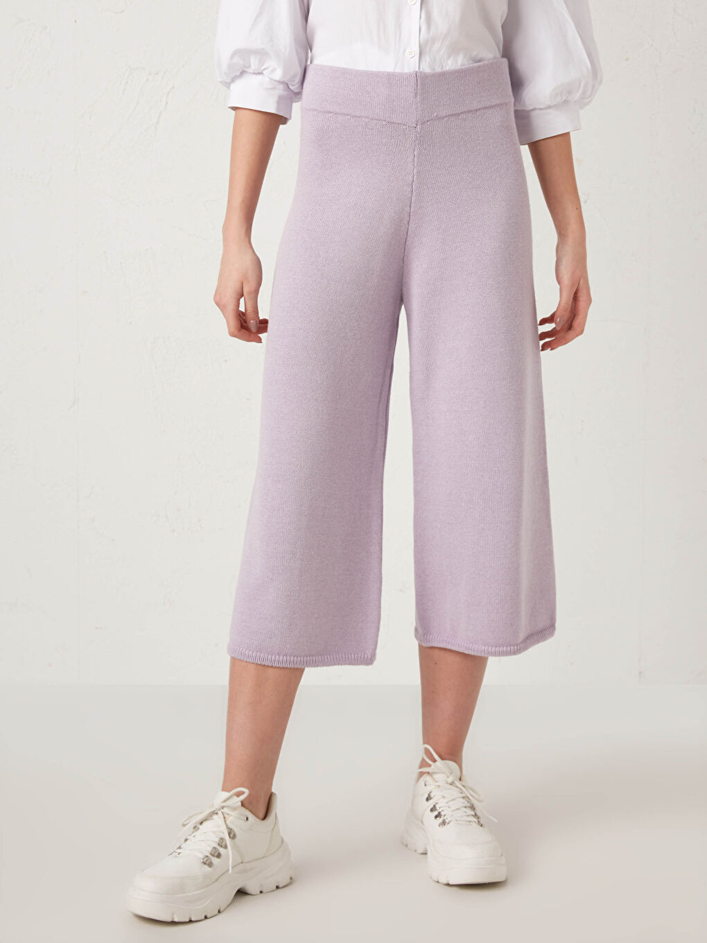 Elasticated Waist Women's Knitwear Trousers-4