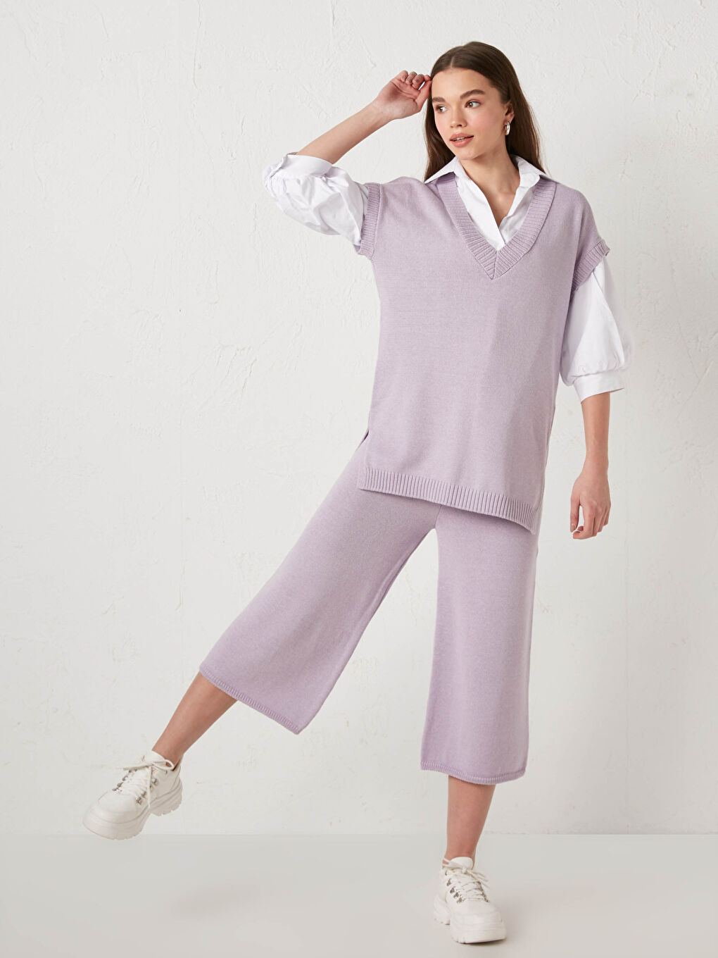 Džemper sa V izrezom, osnovni kratki rukav, za žene, trikotaža-1