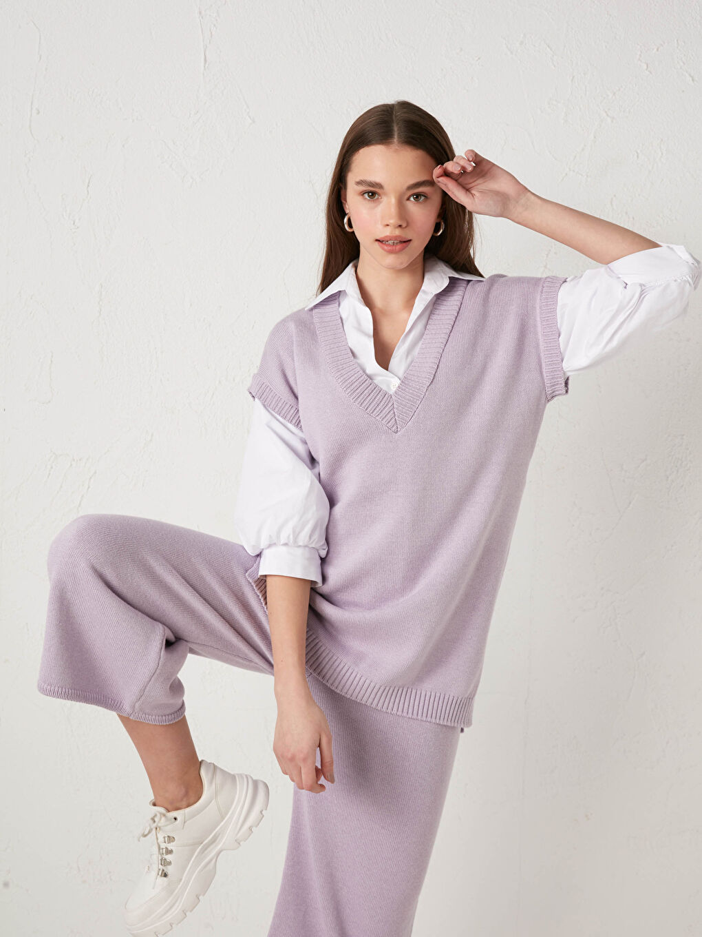 Džemper sa V izrezom, osnovni kratki rukav, za žene, trikotaža-2