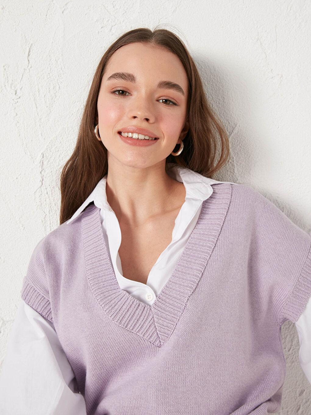 Džemper sa V izrezom, osnovni kratki rukav, za žene, trikotaža-4