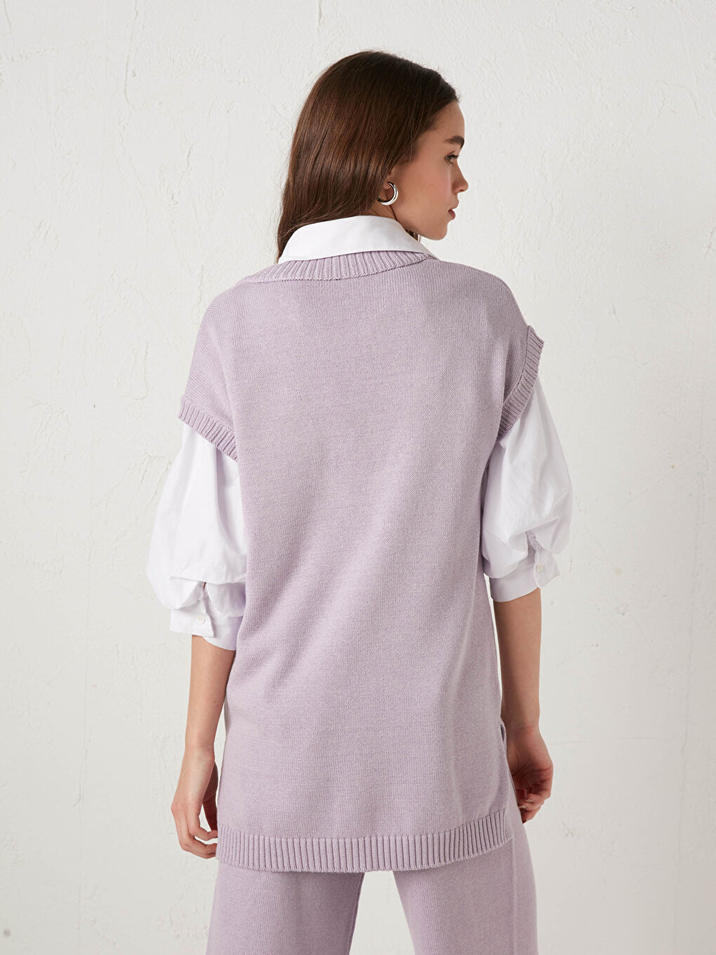 Džemper sa V izrezom, osnovni kratki rukav, za žene, trikotaža-5