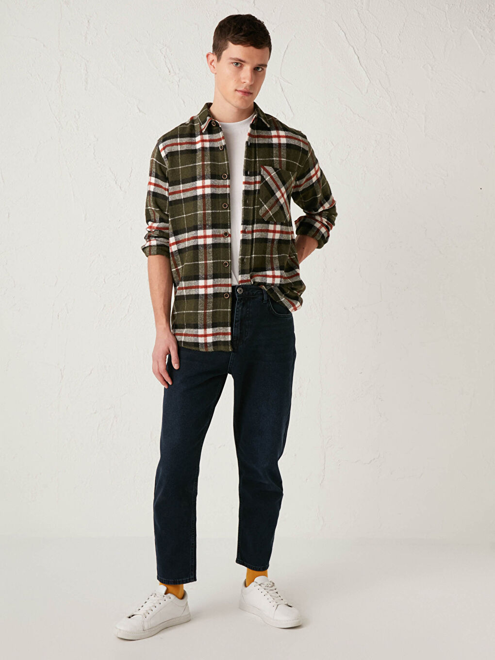 Yeşil Regular Fit Uzun Kollu Ekose Erkek Oduncu Gömlek-2