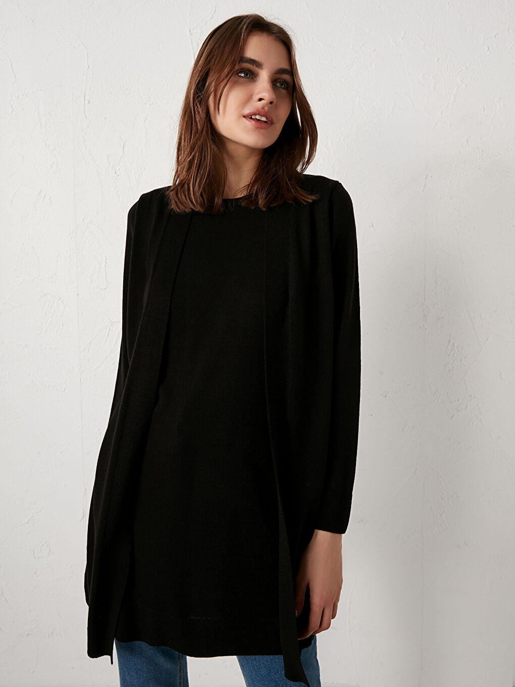 Tunique Basique en Maille à Manches Longues pour Femmes avec Col Rond