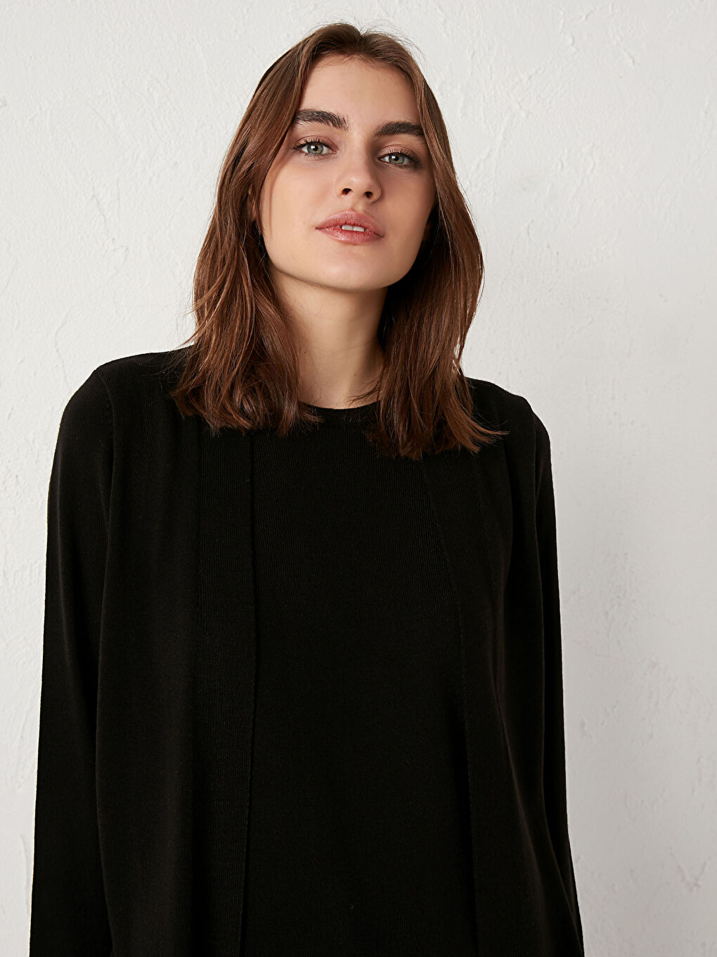 Tunique Basique en Maille à Manches Longues pour Femmes avec Col Rond-1