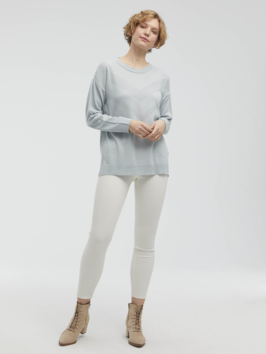 Mavi Bisiklet Yaka Triko Basic Kazak -3