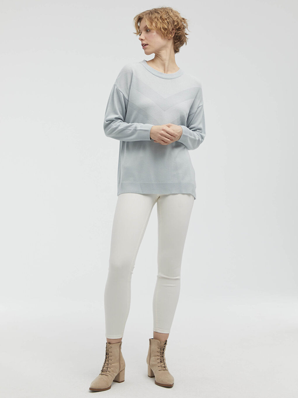 Mavi Bisiklet Yaka Triko Basic Kazak -4