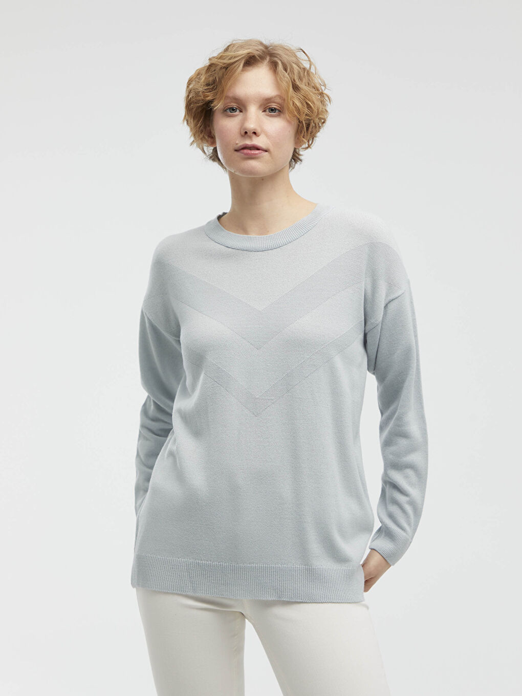 Mavi Bisiklet Yaka Triko Basic Kazak -6