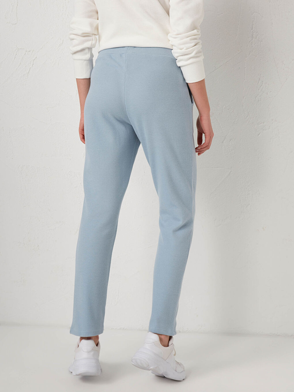 Mavi Beli Lastikli Pamuklu Eşofman Altı-1