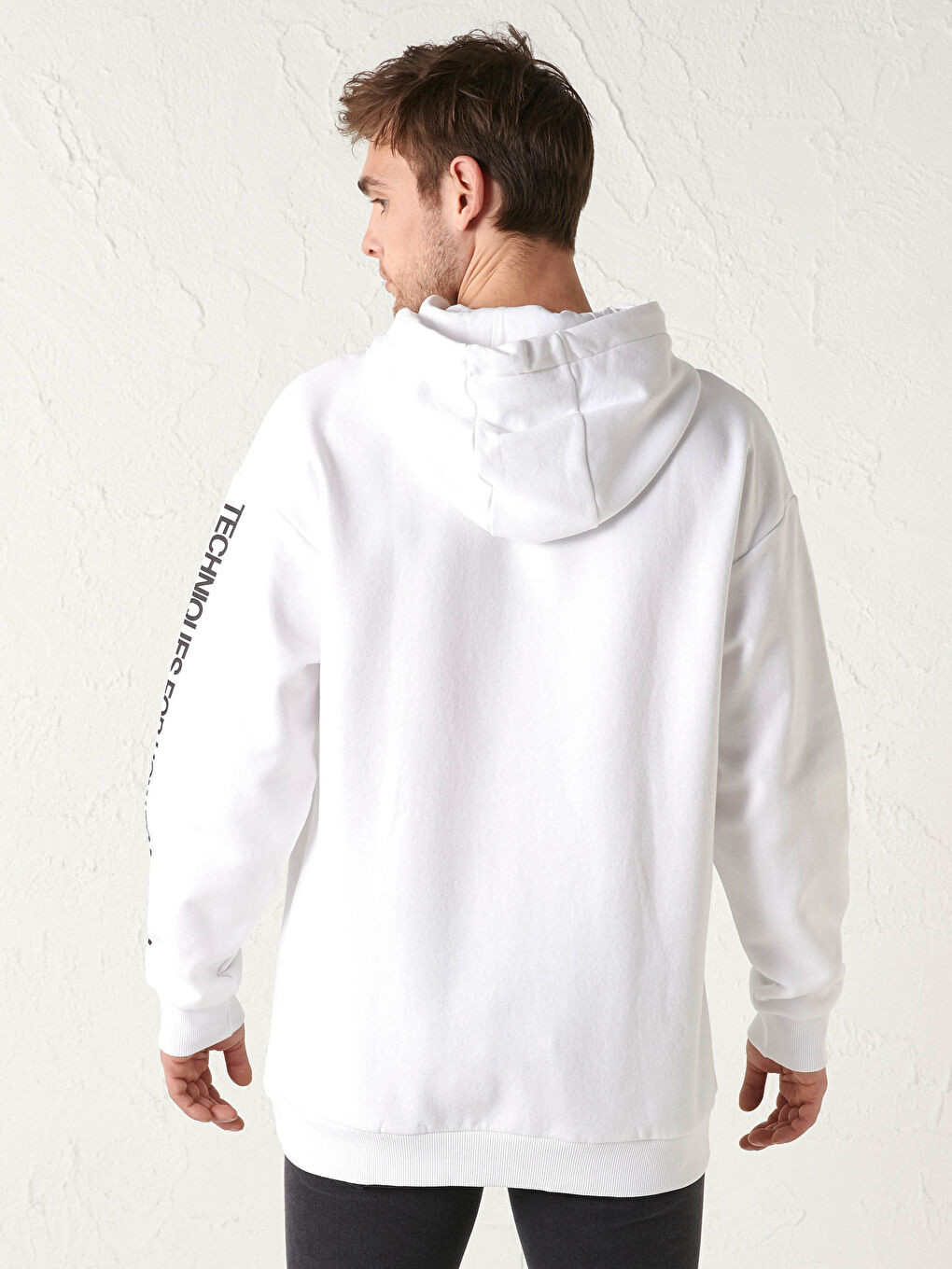 هودي مطبوع كم طويل للرجال-3