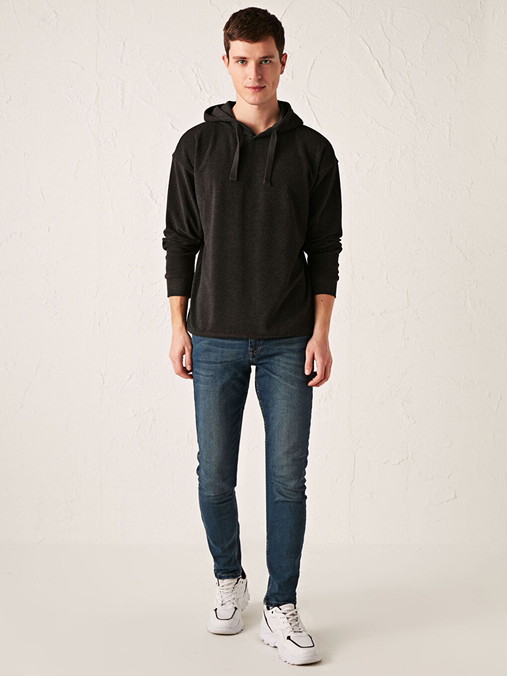Antrasit Oversize Kalın Hoodie-4