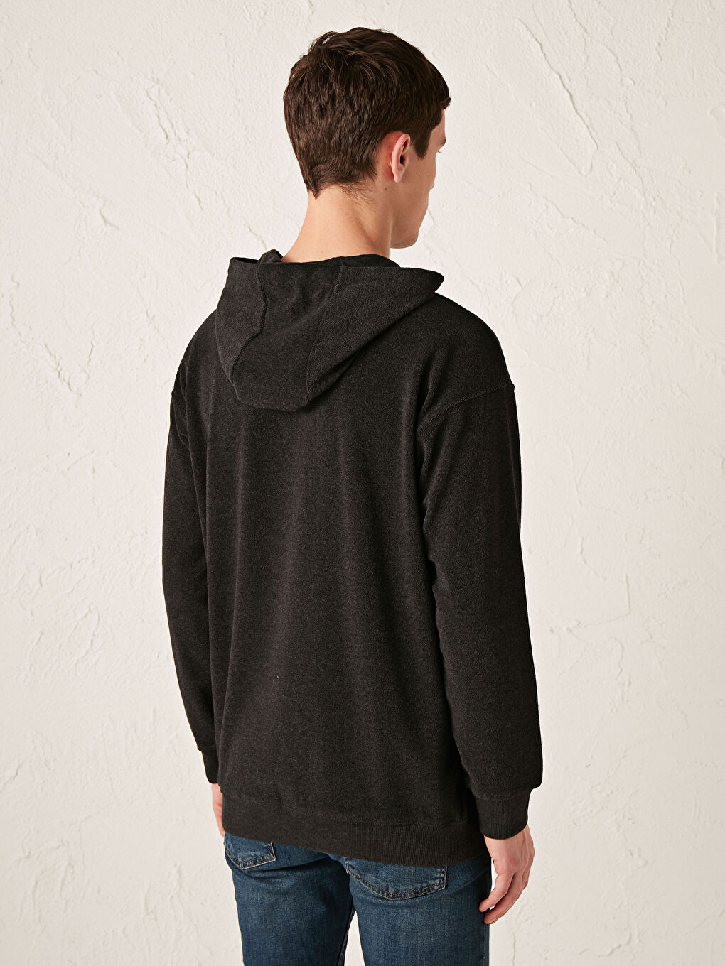 Antrasit Oversize Kalın Hoodie-5