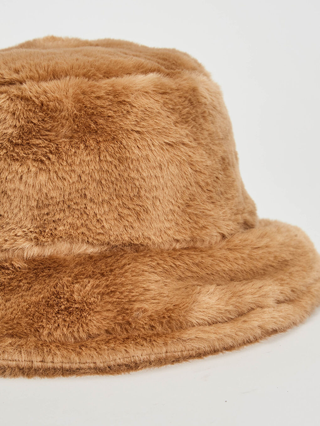 Kahverengi Kadın Tay Tüyü Bucket Şapka-1