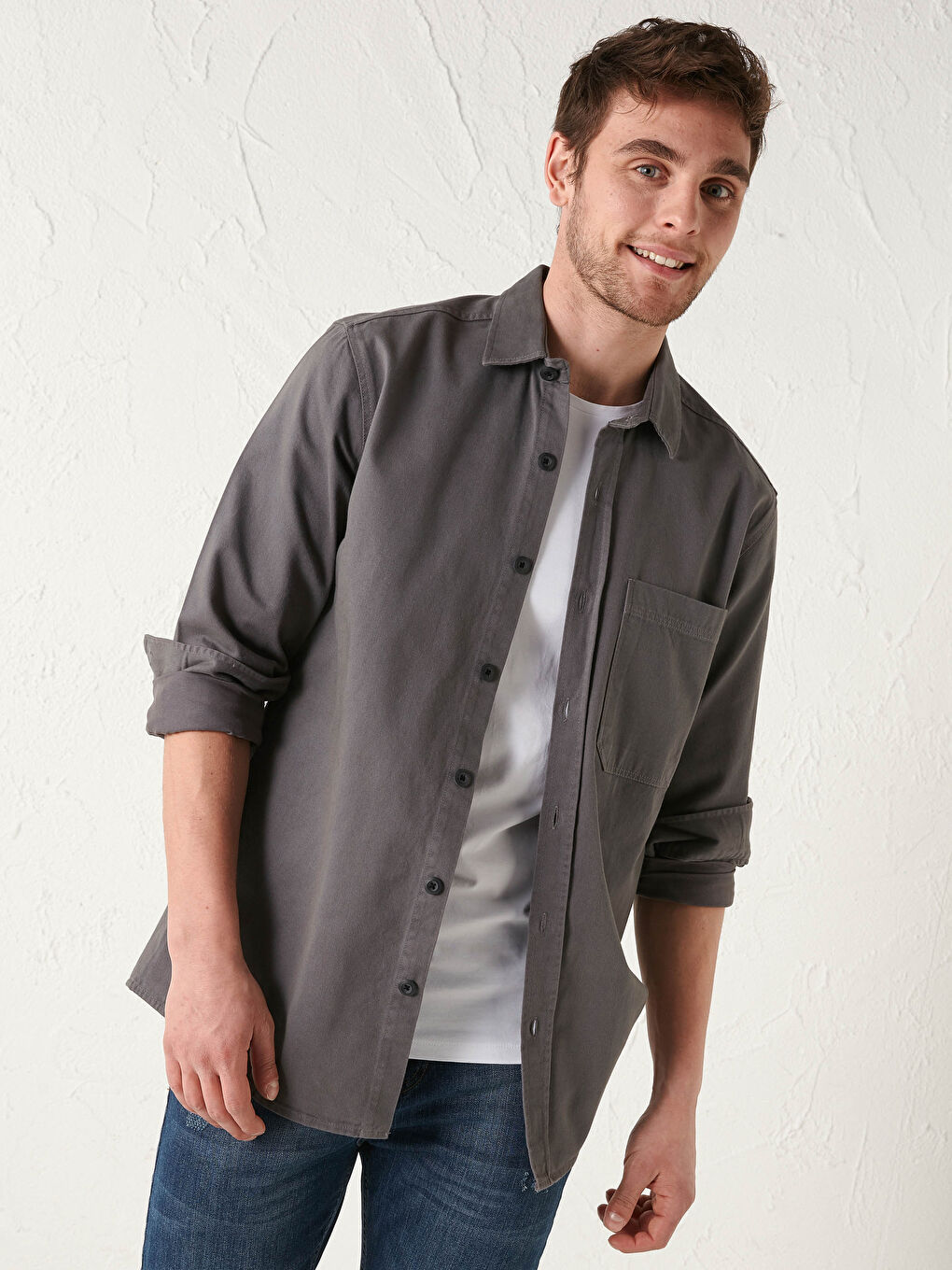 Chemise Gabardine Imprimée Manches Longues Coupe Standard-2