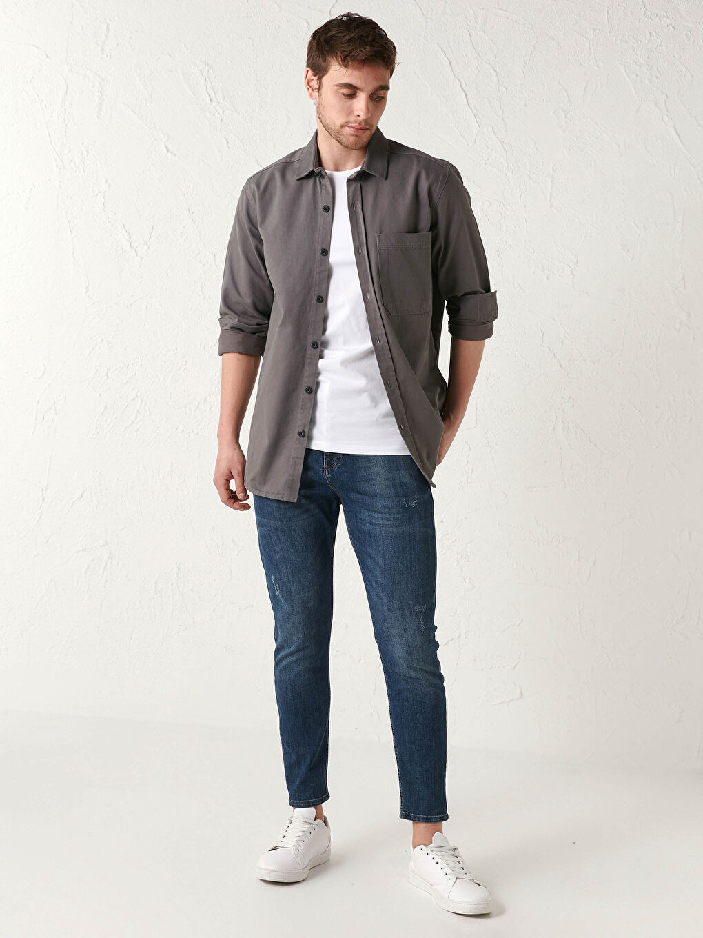 Chemise Gabardine Imprimée Manches Longues Coupe Standard-3