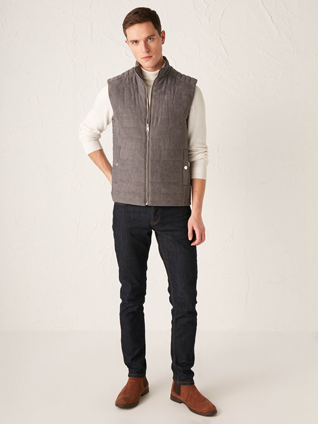 Standard Fit Stehkragen Weste-4