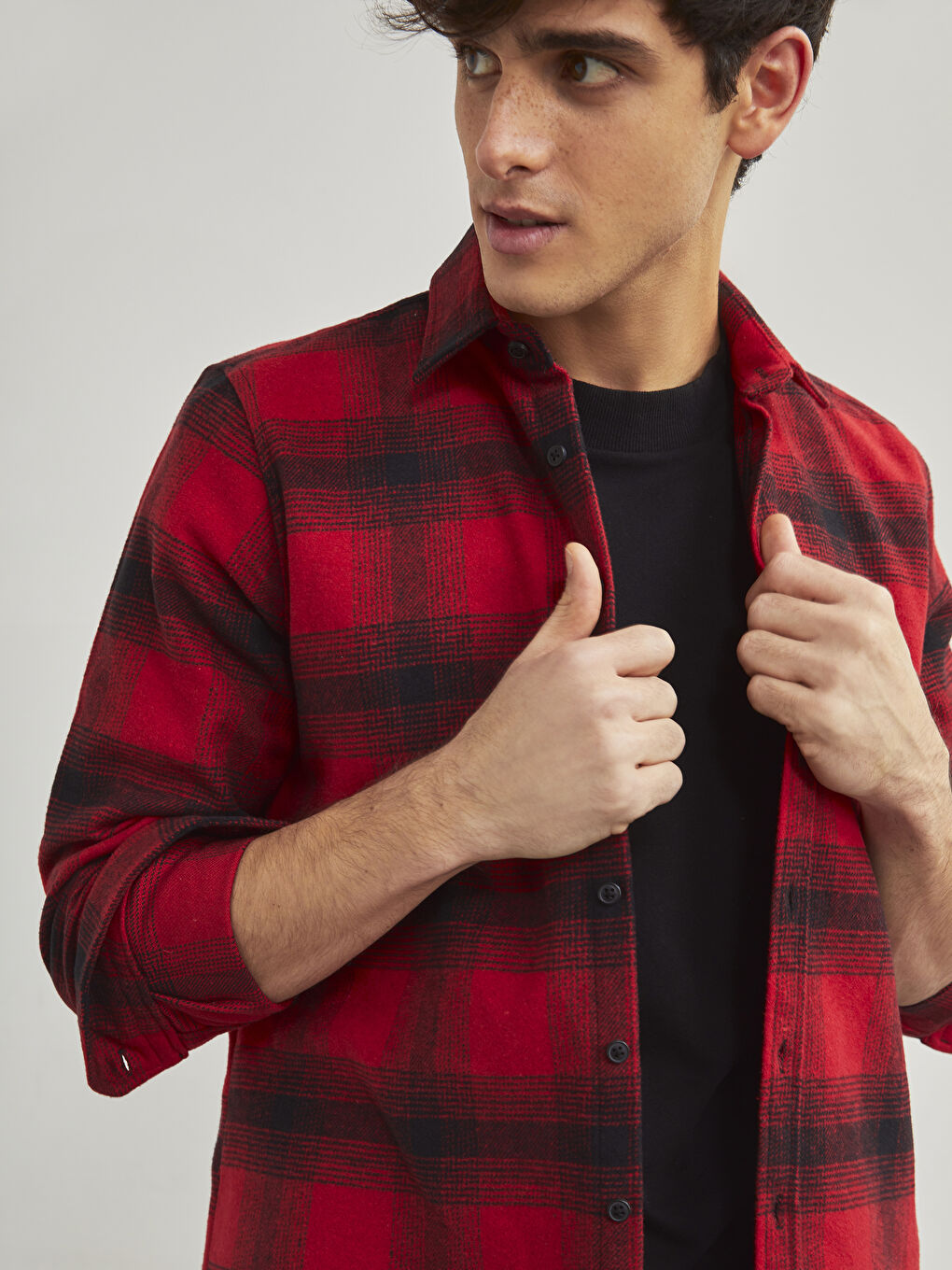 XSIDE Slim Fit Long Sleeve Plaid Men's Flannel Shirt -0WJ122Z8-LPA