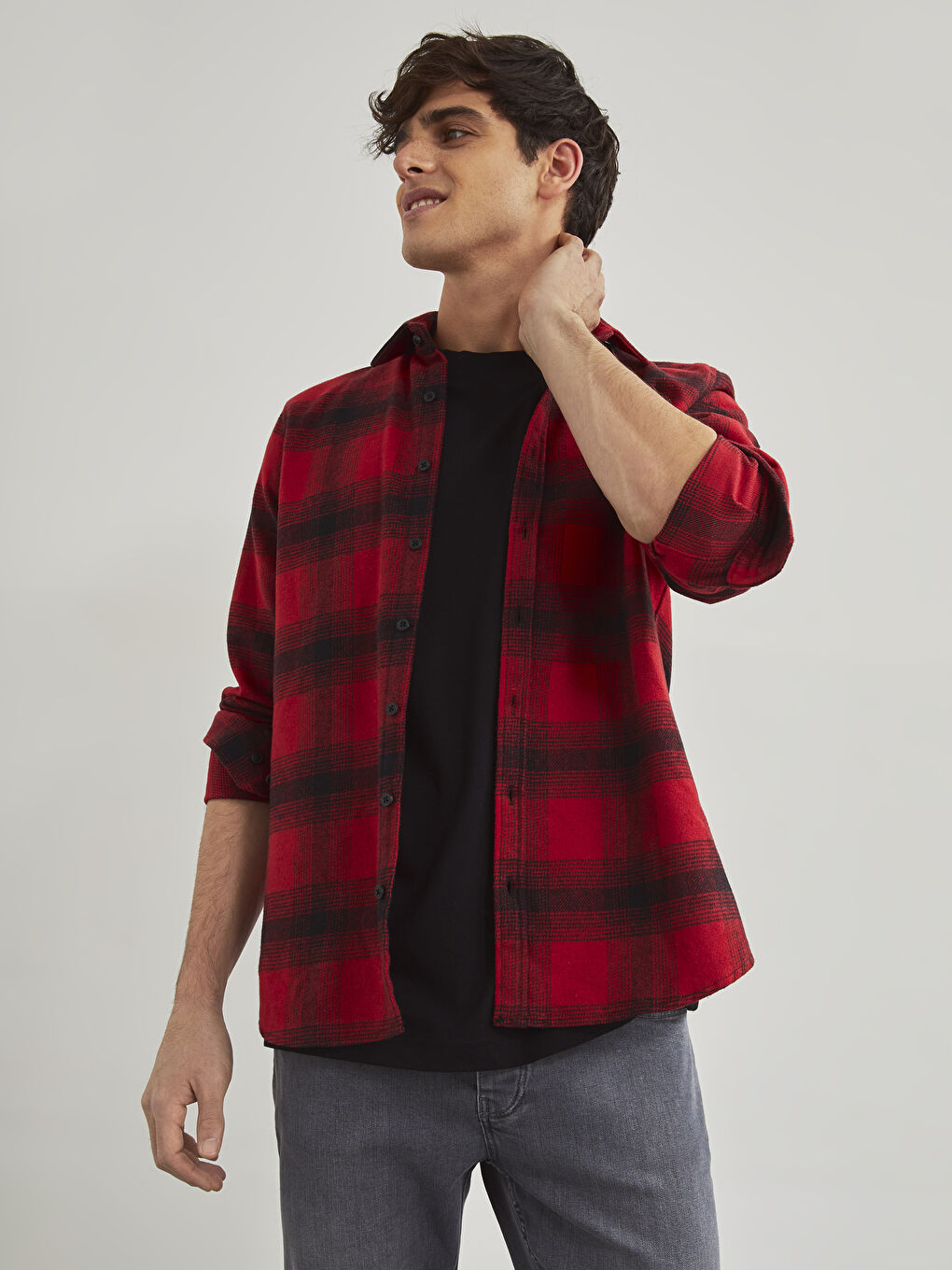 XSIDE Slim Fit Long Sleeve Plaid Men's Flannel Shirt -0WJ122Z8-LPA