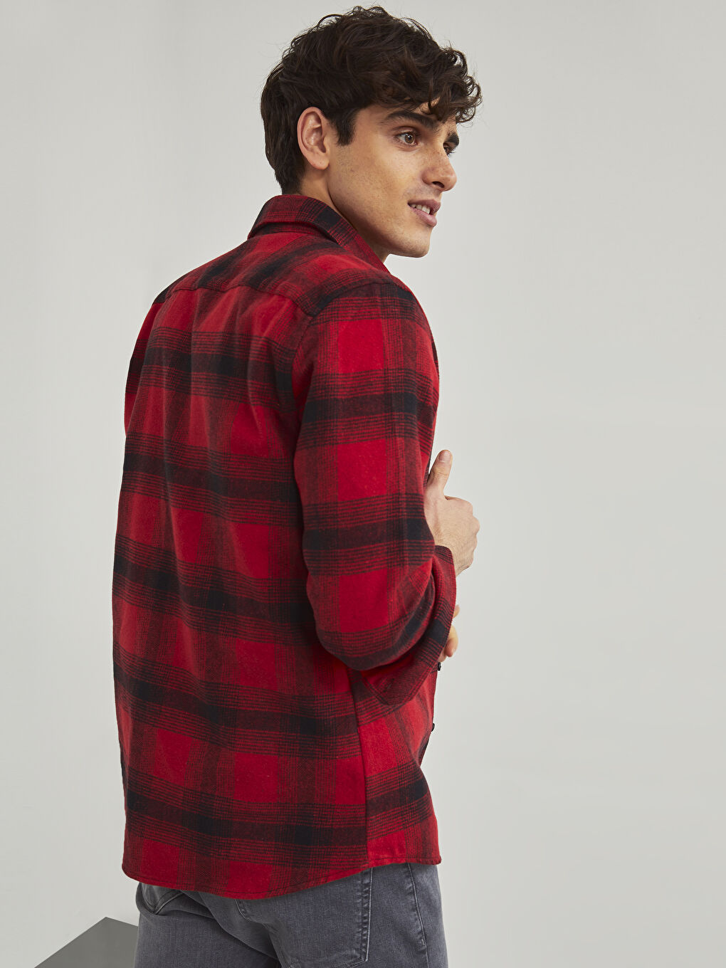 XSIDE Slim Fit Long Sleeve Plaid Men's Flannel Shirt -0WJ122Z8-LPA