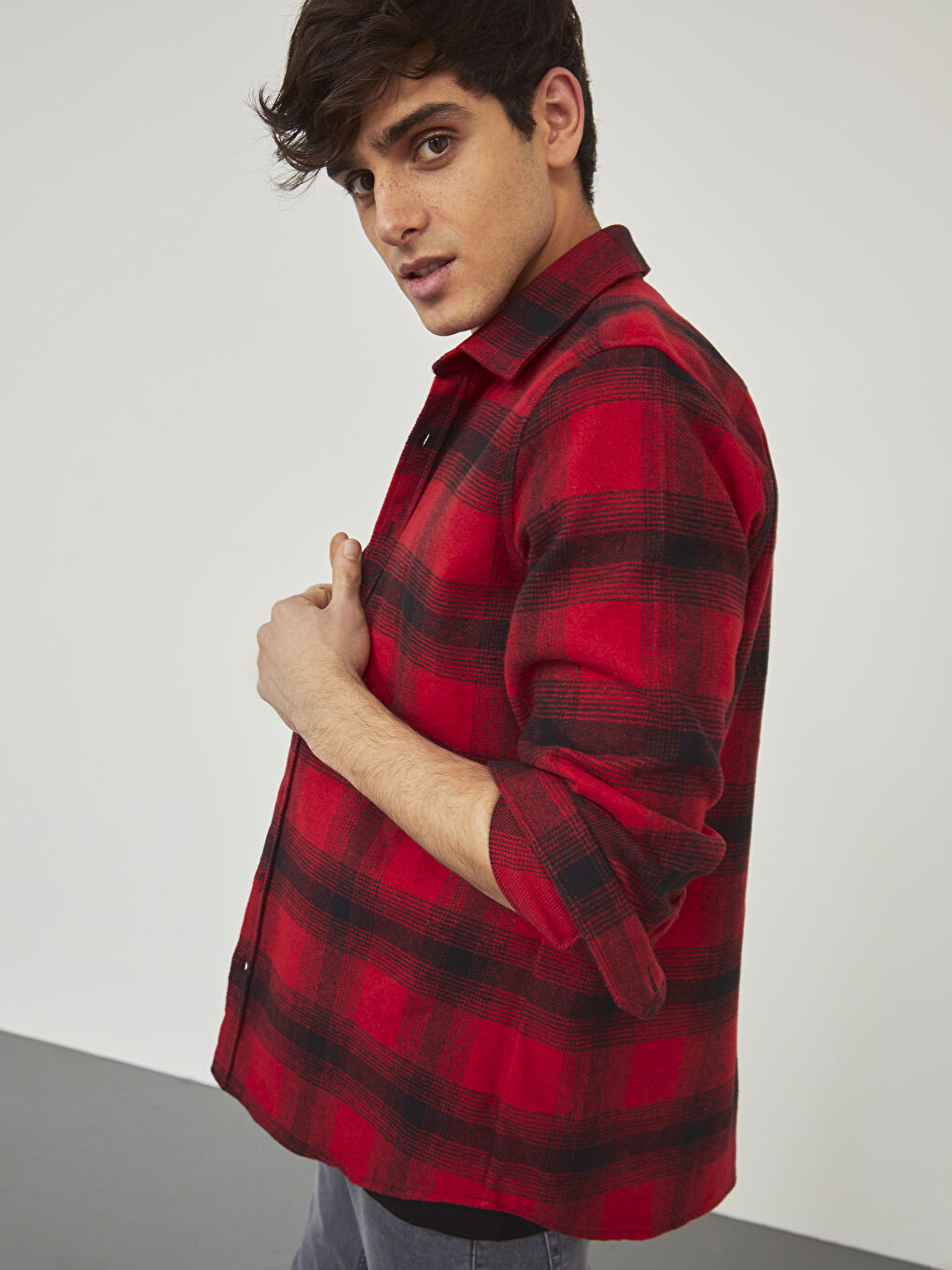 XSIDE Slim Fit Long Sleeve Plaid Men's Flannel Shirt -0WJ122Z8-LPA
